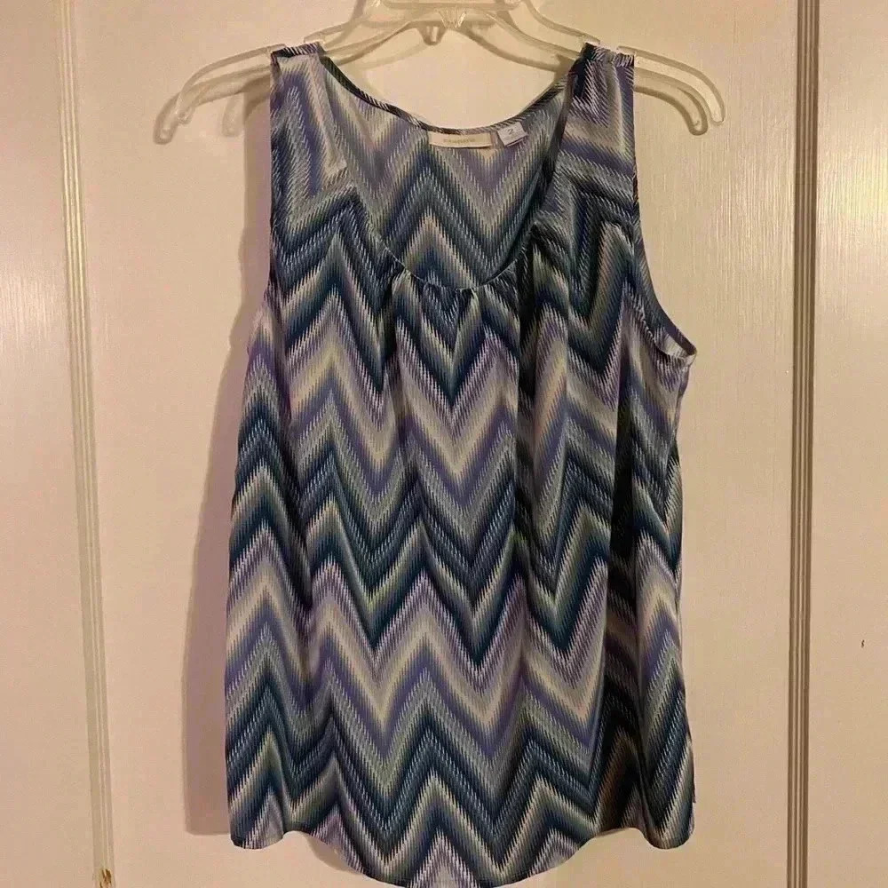 Chico's Blue and White Chevron Blouse